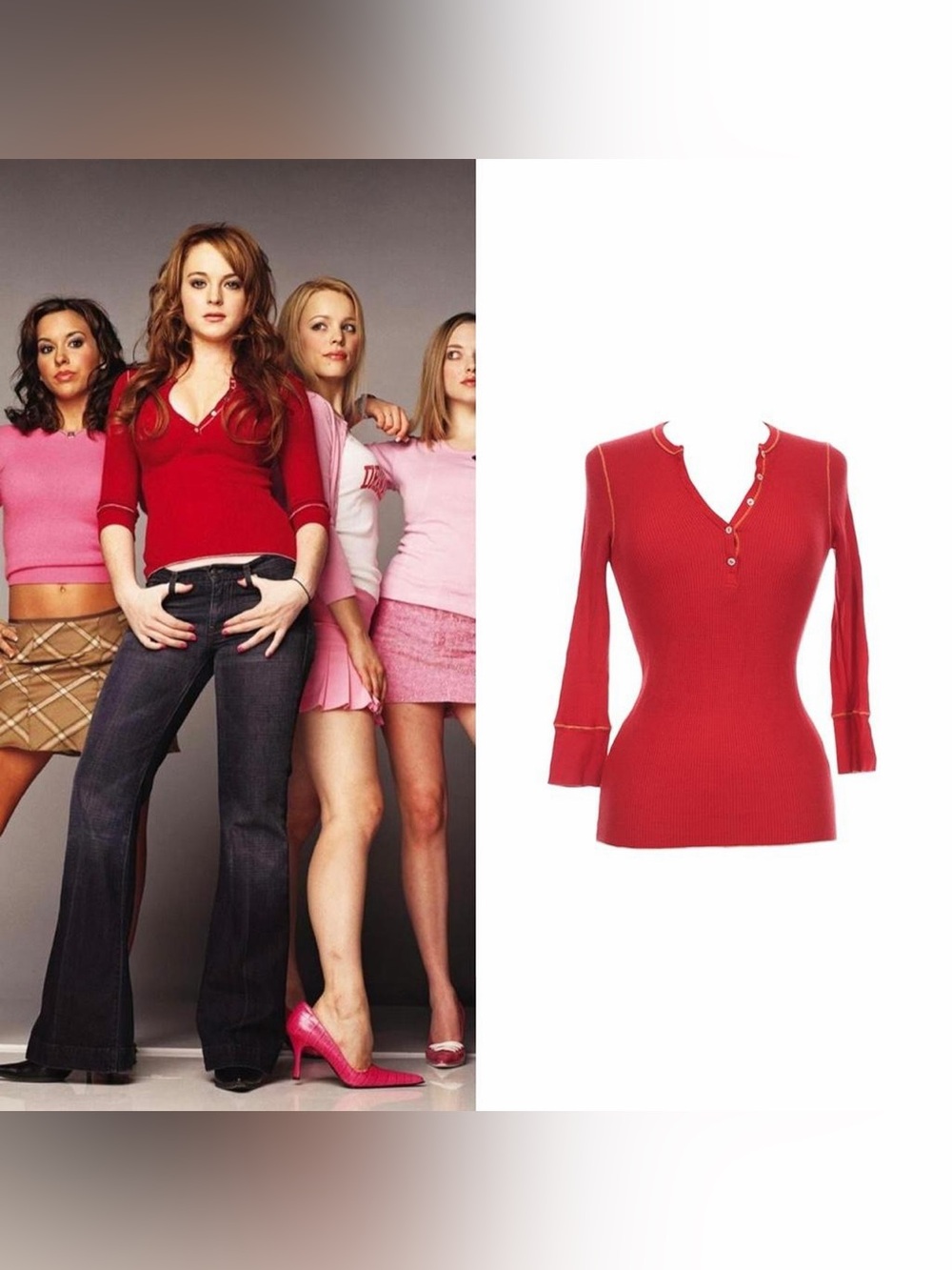 3/4 Sleeve Thermal Henley - As Seen On Cady Heron (Mean Girls)
